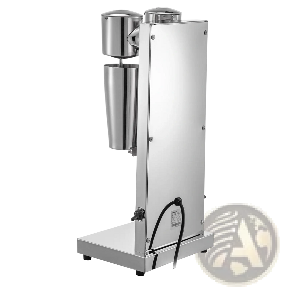 Stainless steel commercial double head milkshake maker silver with dual motor heads and tall cylindrical pitcher