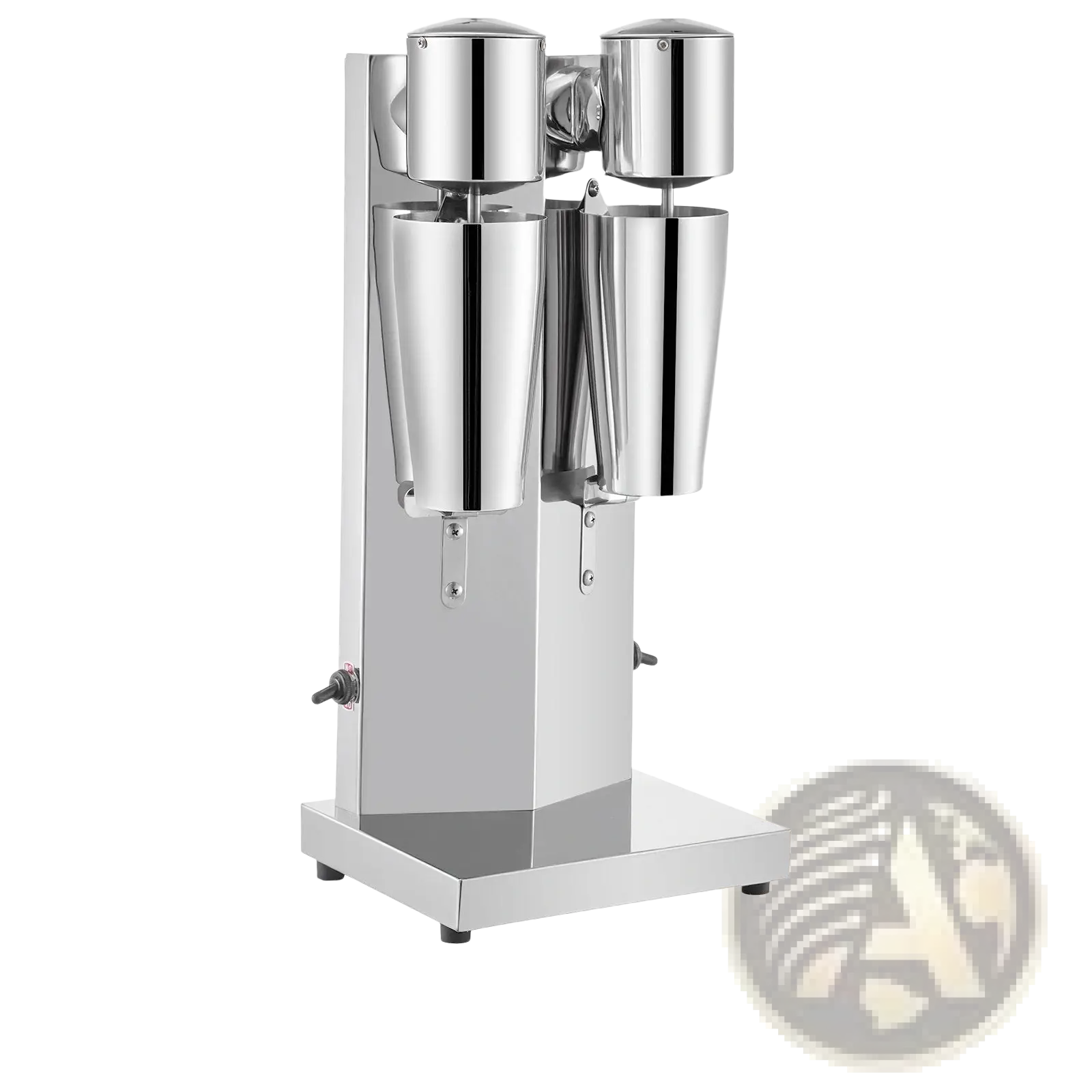 Milkshake maker commercial double head 180w silver with stainless steel dual-shaker mixer and polished chrome finish