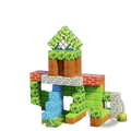 Minecraft magnetic building blocks 100pc colorful interlocking forest-themed set with foliage wood brick and stone textures