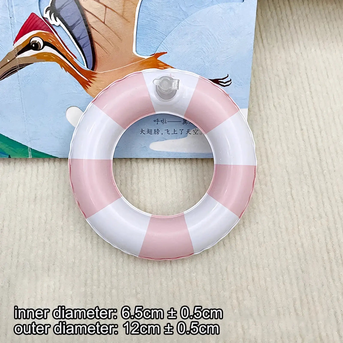 Mini doll swim ring set 1/12 pink and white striped inflatable ring with clear valve for beach accessories