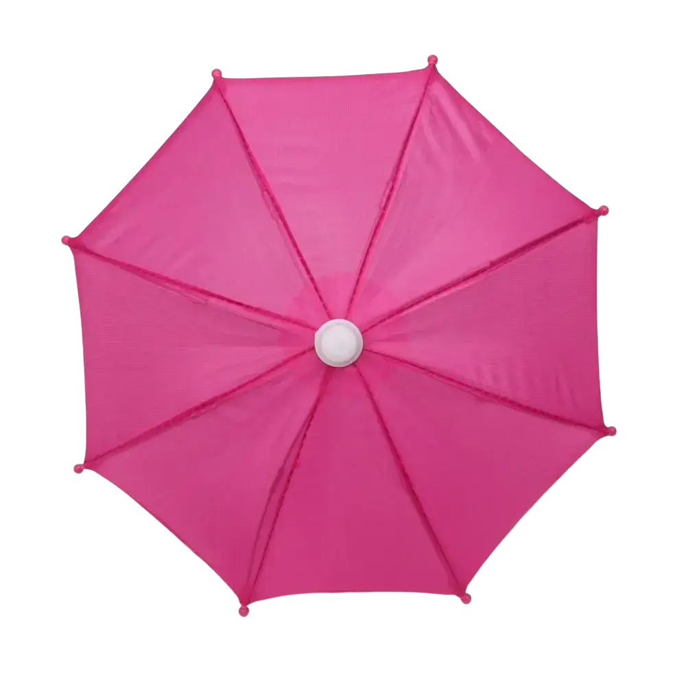 Mini doll umbrella bjd accessories bright pink eight-panel umbrella with white central hub and pink spoke tips