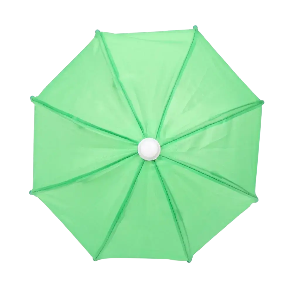 Mini doll umbrella bjd accessories featuring a light green eight-panel canopy with a white central hub