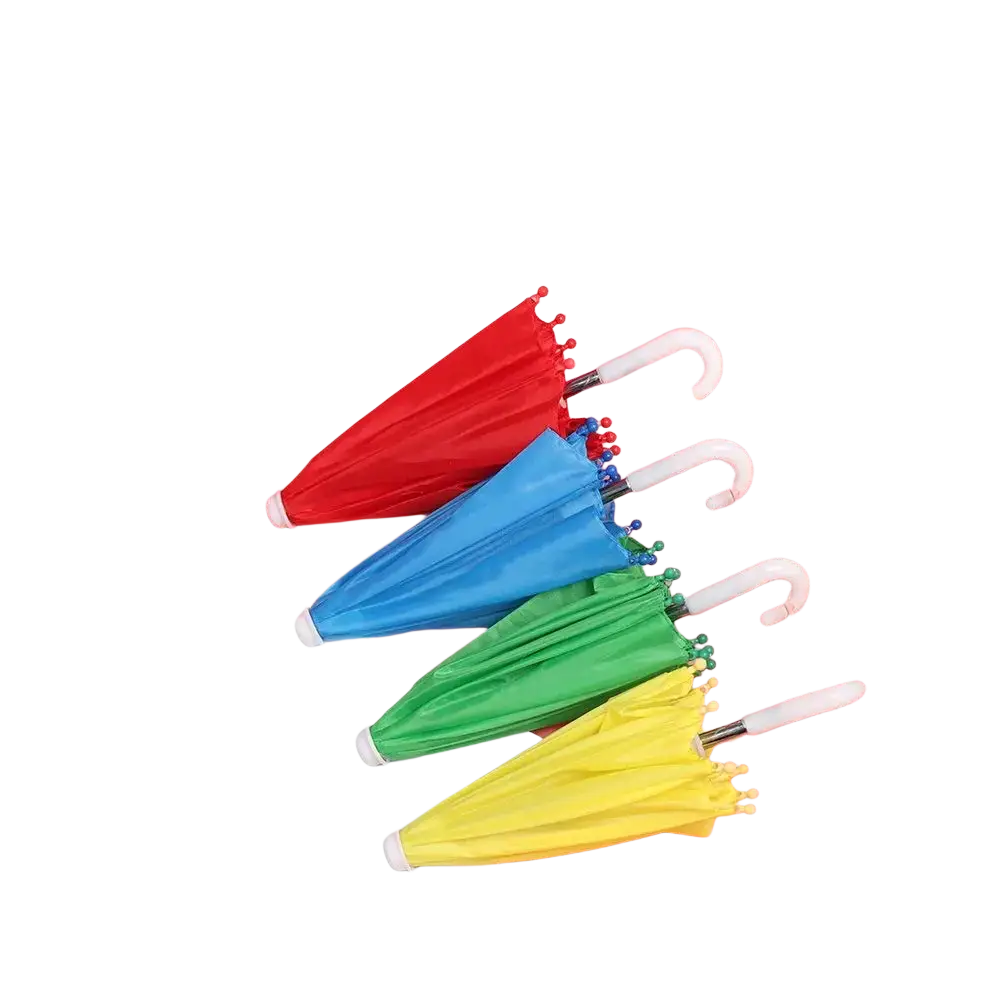 Mini doll umbrella bjd accessories set of colorful compact umbrellas with white handles and pom pom edges