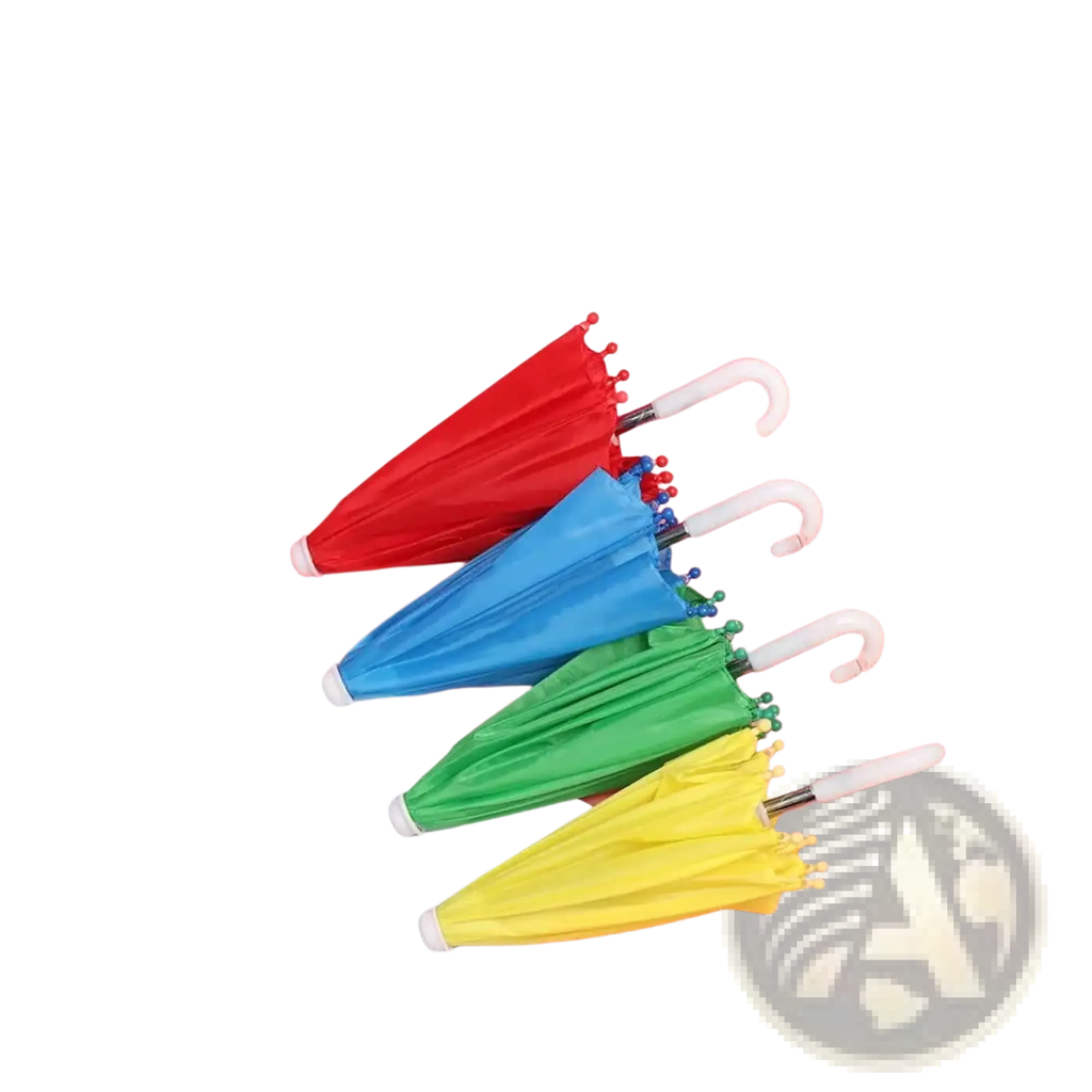 Mini doll umbrella bjd accessories set of colorful compact umbrellas with white handles and pom pom edges