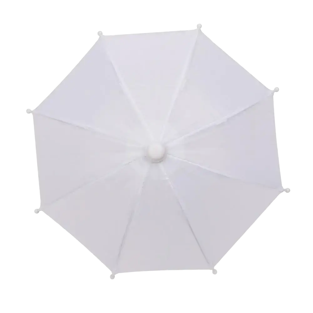 Mini doll umbrella bjd accessories featuring a white miniature umbrella with a compact octagonal canopy and small spherical tips