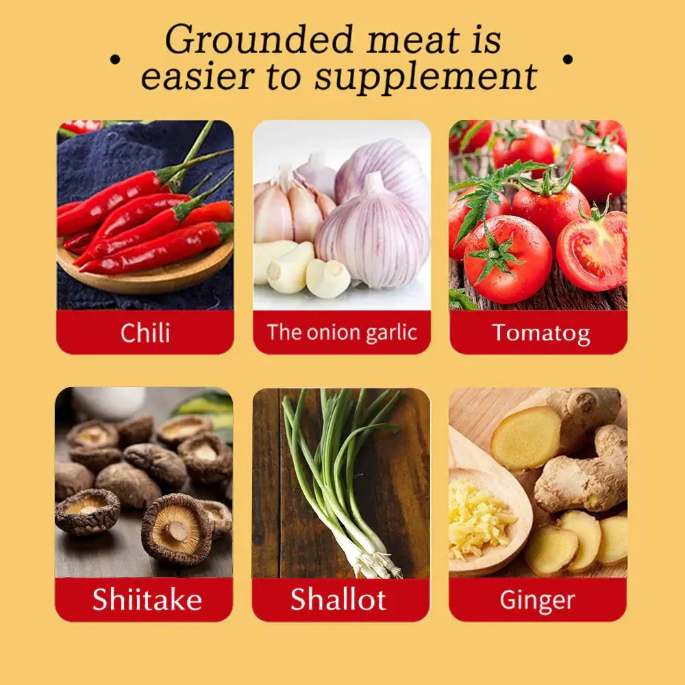 Usb electric mini food chopper and garlic mincer with red chili peppers on wooden surface for chopping use