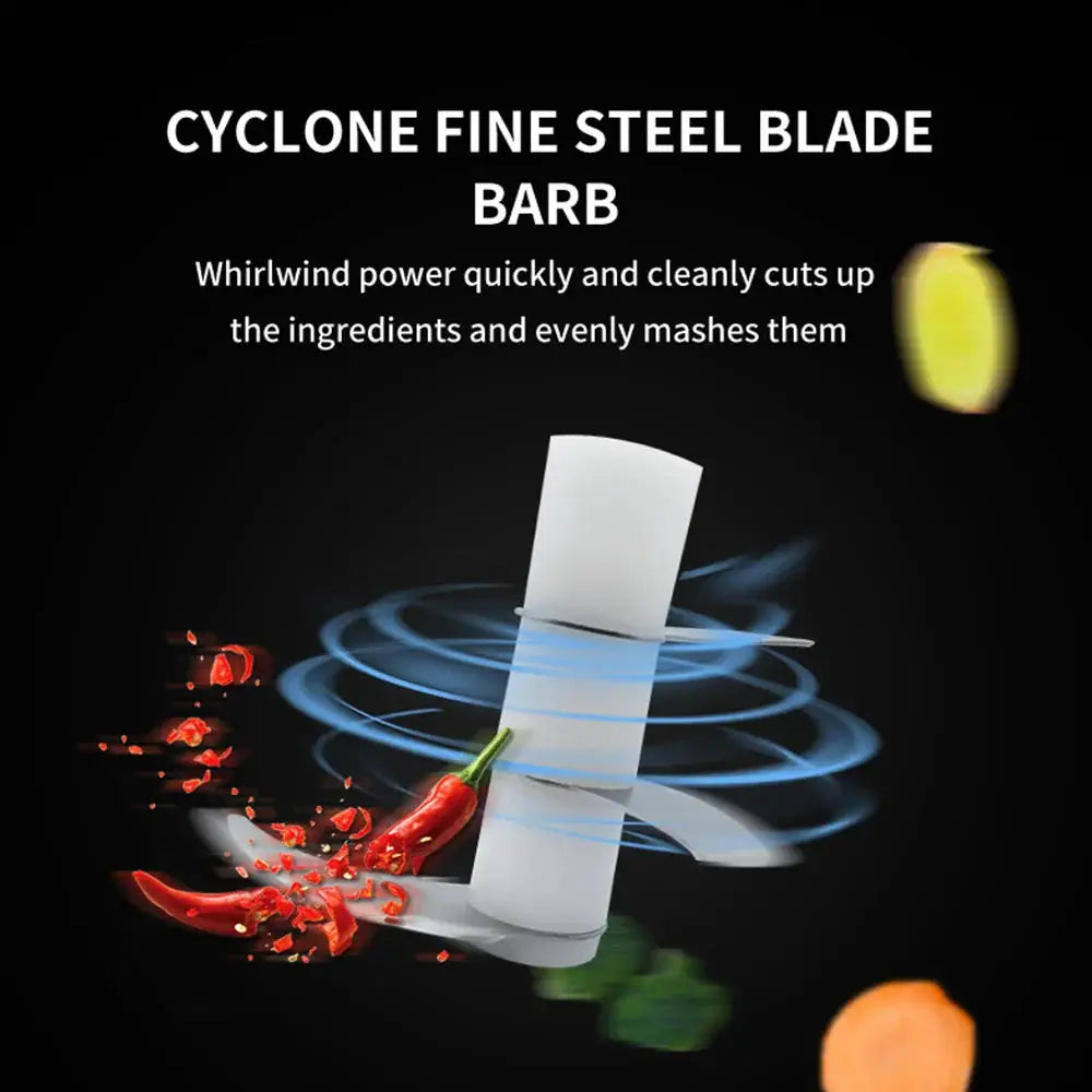 White cyclone fine steel blade barb with sleek cylindrical design for efficient chopping in usb electric mini food chopper