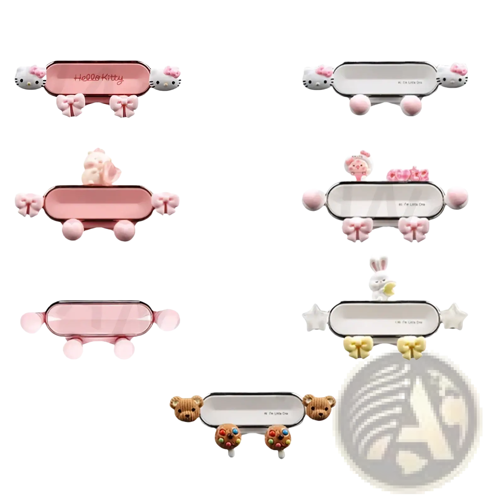 Mini ev phone mount bunny design phone case in pink and white with hello kitty theme and cute bow details shown from back
