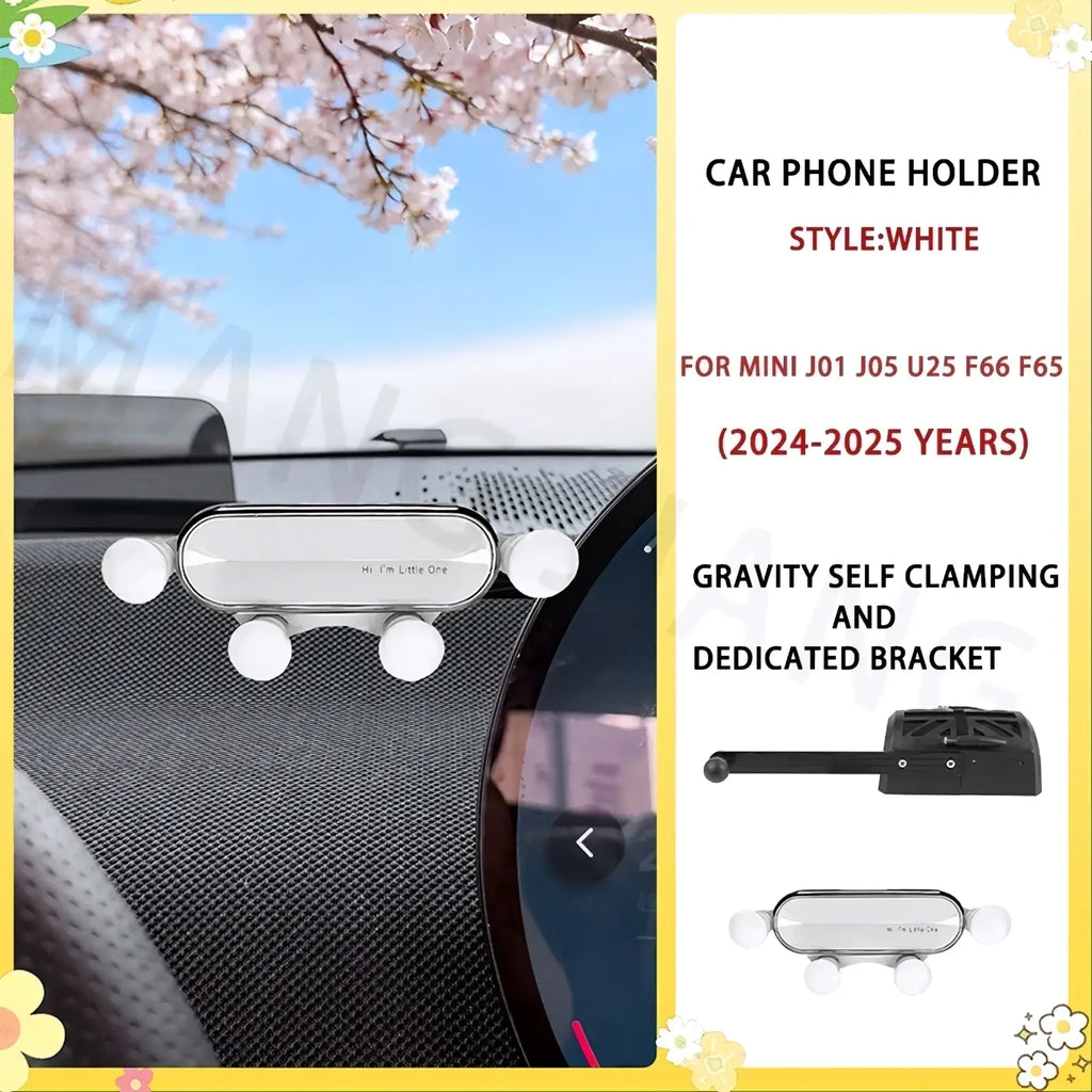 White mini ev phone mount bunny design with sleek minimalist phone holder and four rounded suction cups for secure grip