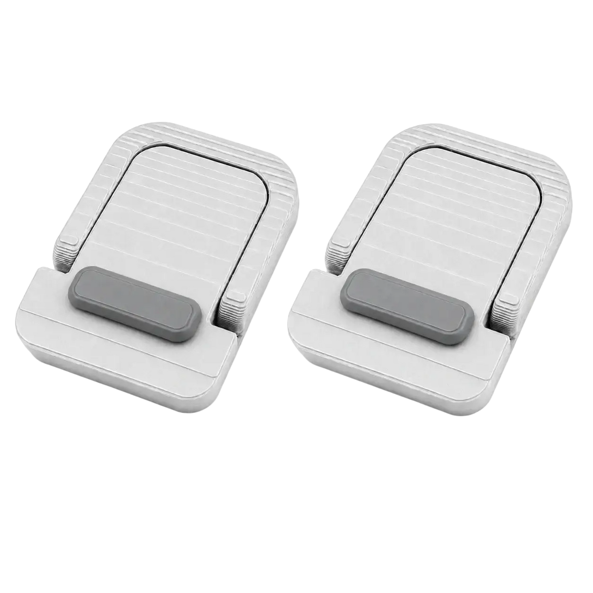 Silver and gray ergonomic wrist rest pads with textured surfaces for mini foldable laptop stands 2pack