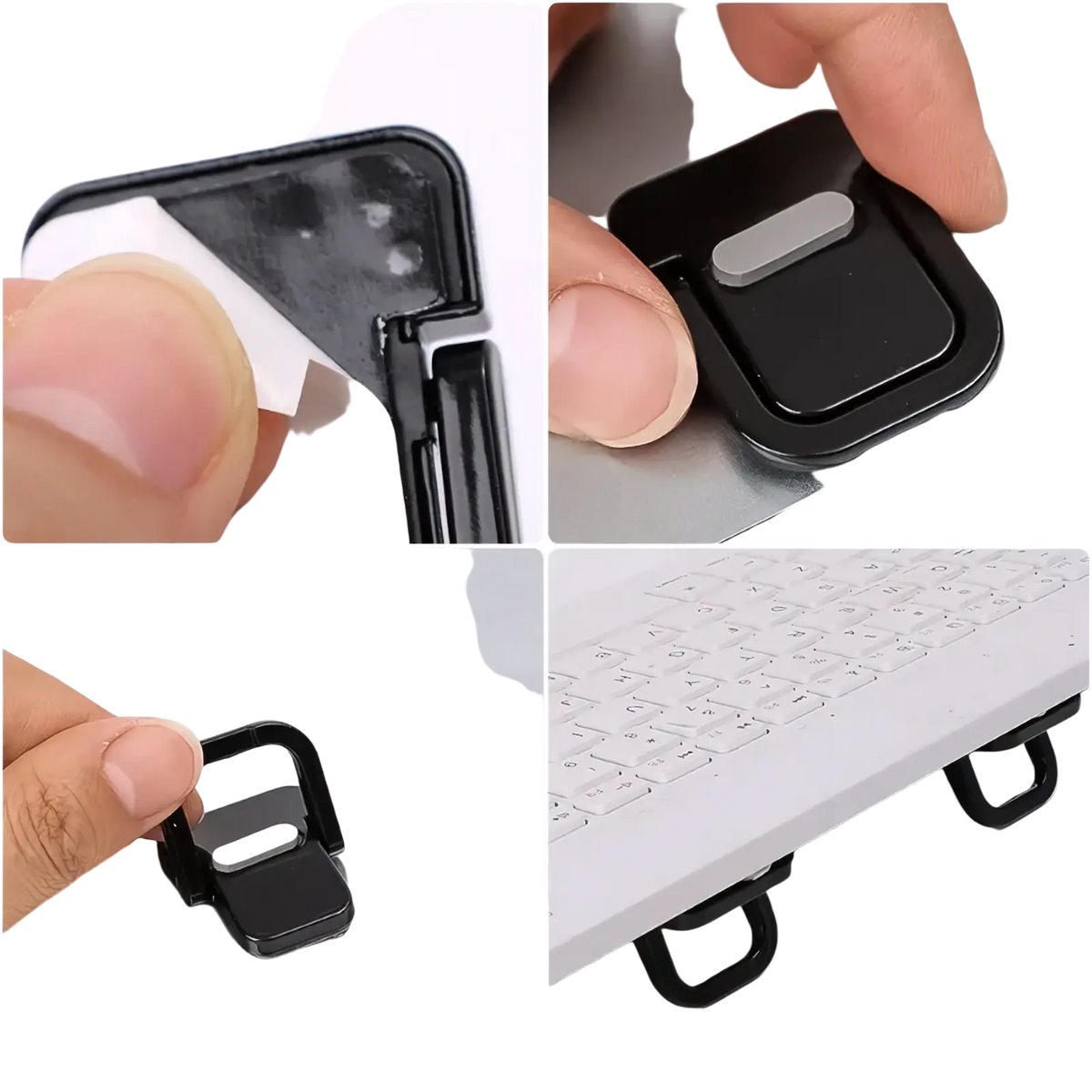 Black plastic mini foldable laptop stand 2pack with silver accent and adjustable clamps for ergonomic support