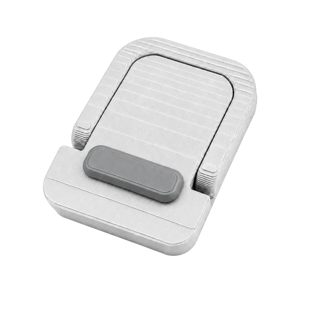 Gray plastic ergonomic wrist rest with ribbed texture and central grip pad for mini foldable laptop stands 2pack