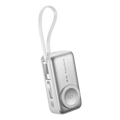 Silver mini magnetic power bank 5000mah portable charger with white carrying loop and multiple usb ports for charging