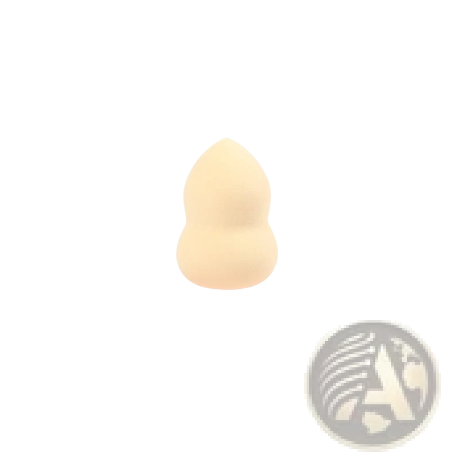 Beige silicone mini makeup sponge with a soft teardrop shape for precise blending and application