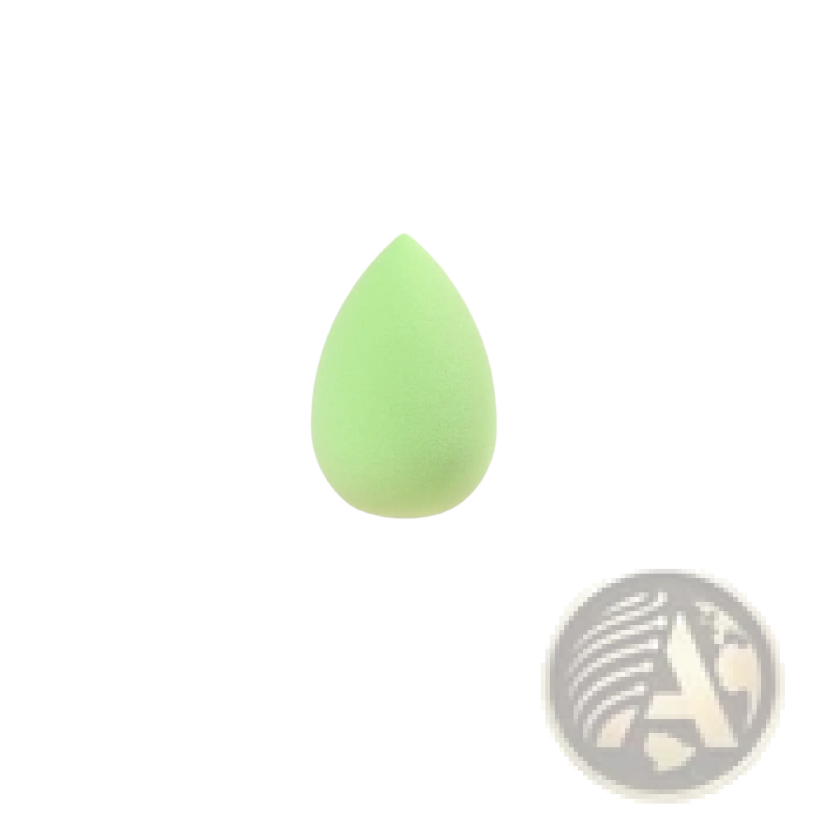 A soft lime green teardrop shaped mini makeup sponge designed for blending and applying beauty products