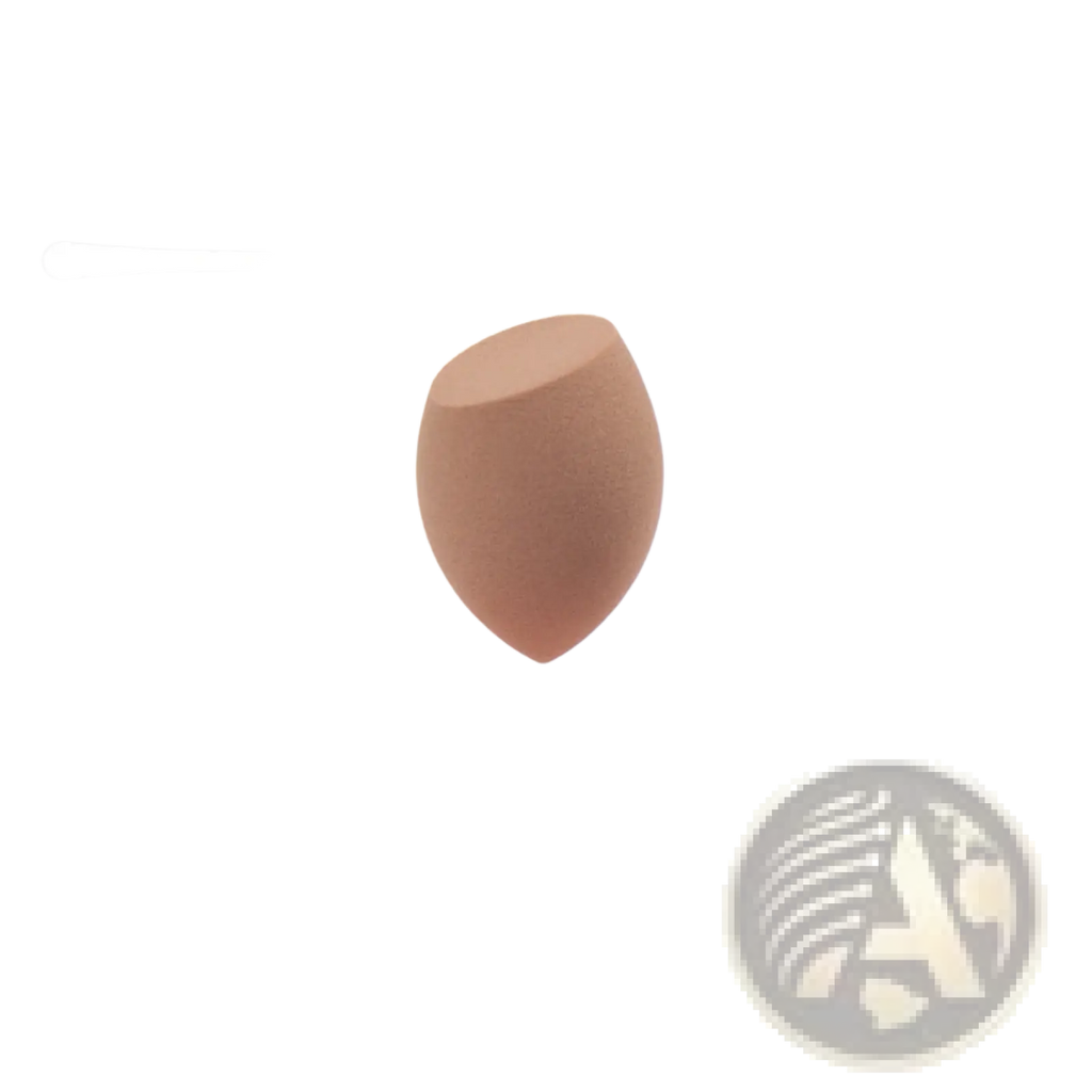 Beige soft teardrop-shaped mini makeup sponge for blending foundation and cosmetics with smooth texture