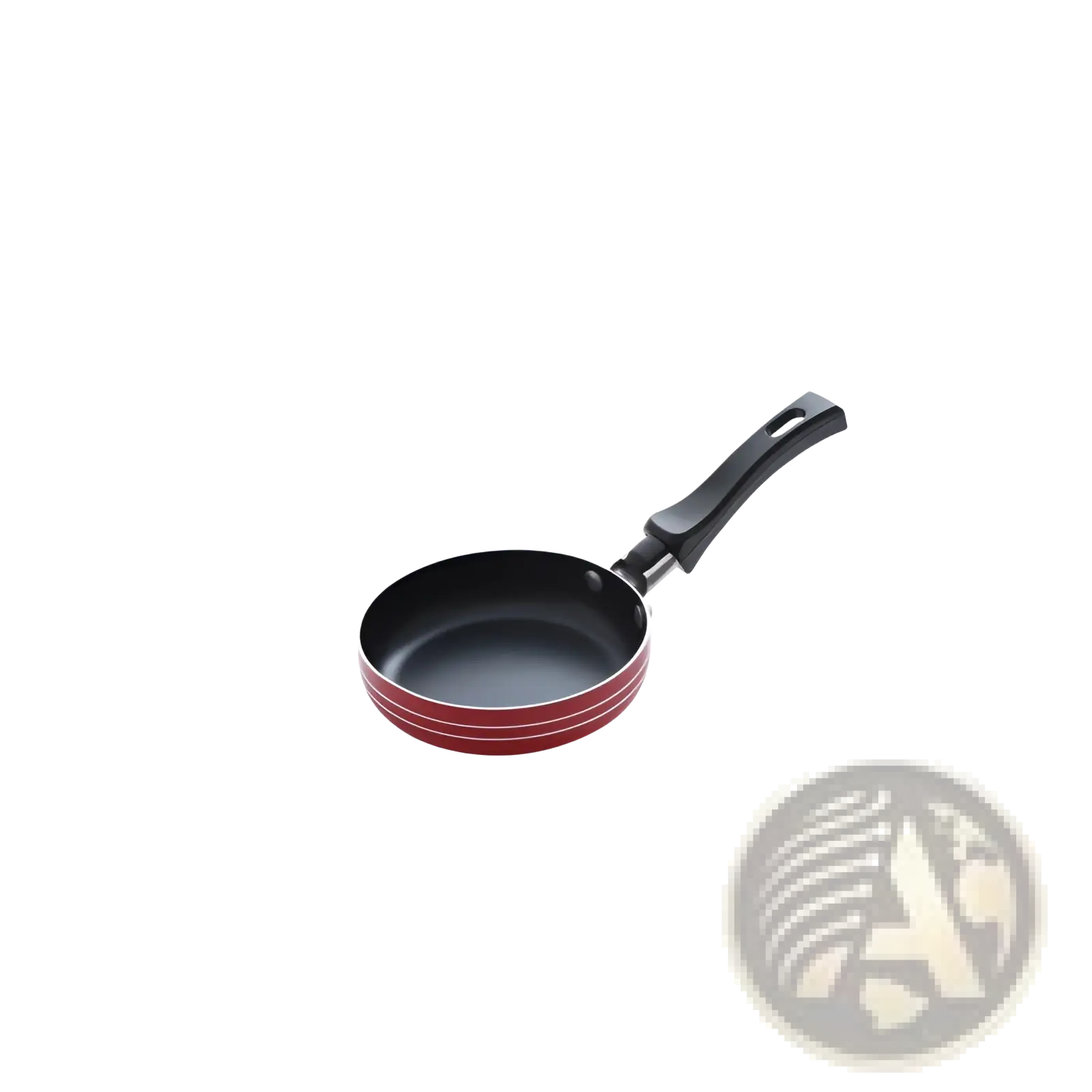 Red and black mini non-stick frying pan made of aluminum with a sleek modern design for efficient cooking