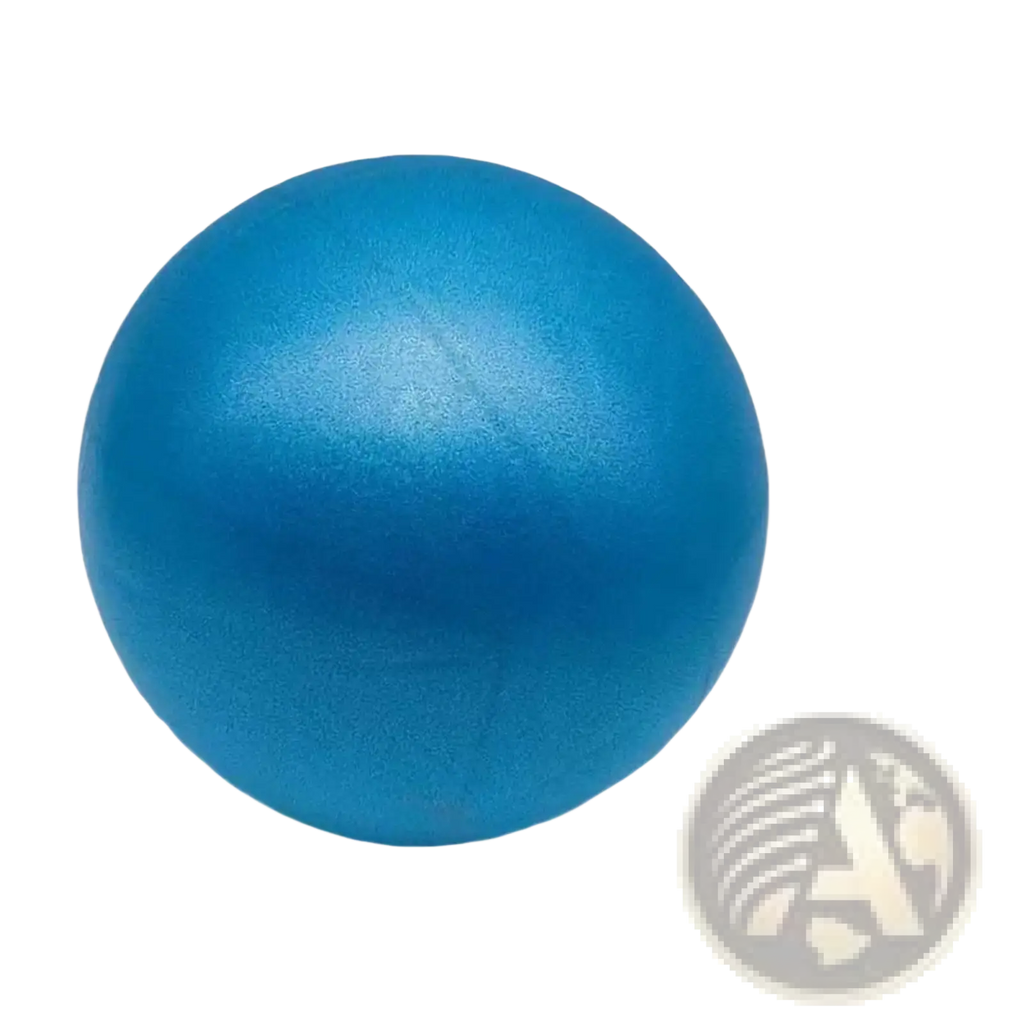 A vibrant blue mini Pilates ball with a matte foam finish designed for core stability exercises measuring 15cm