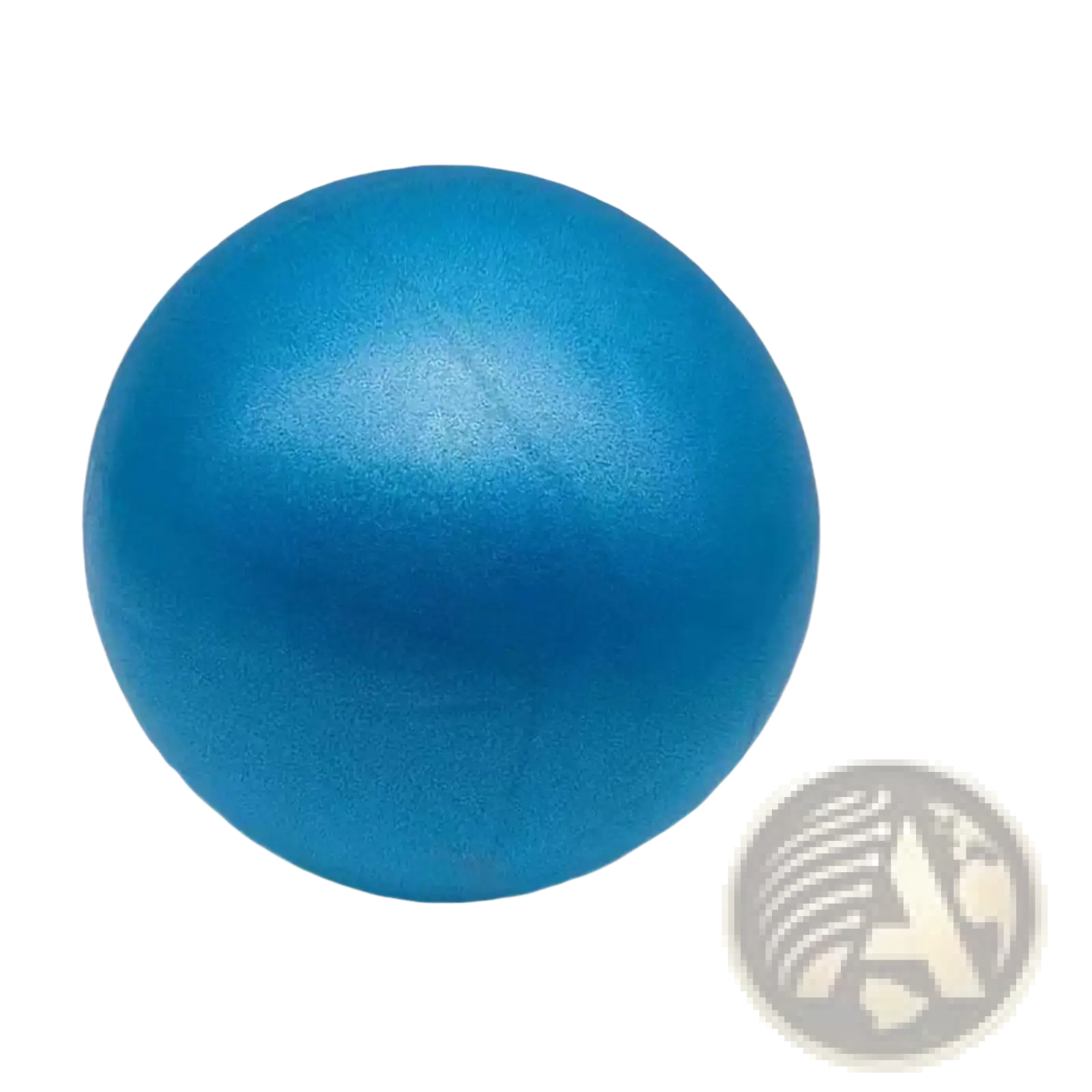 A vibrant blue mini Pilates ball with a matte foam finish designed for core stability exercises measuring 15cm