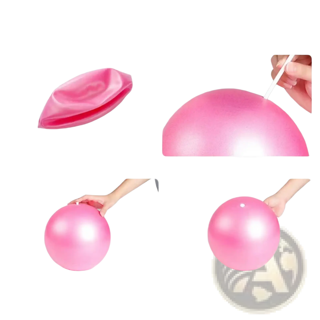 Mini Pilates ball 25cm pink and purple shiny inflatable yoga ball with smooth glossy surface and air plug for inflation