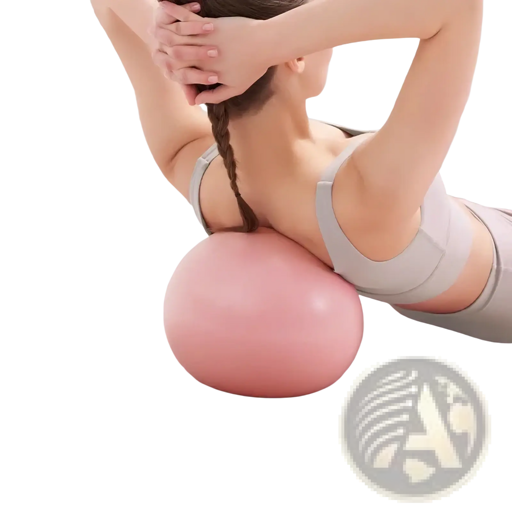 Pink inflatable mini Pilates exercise ball 25cm with reinforced wall design and explosion proof material for fitness use