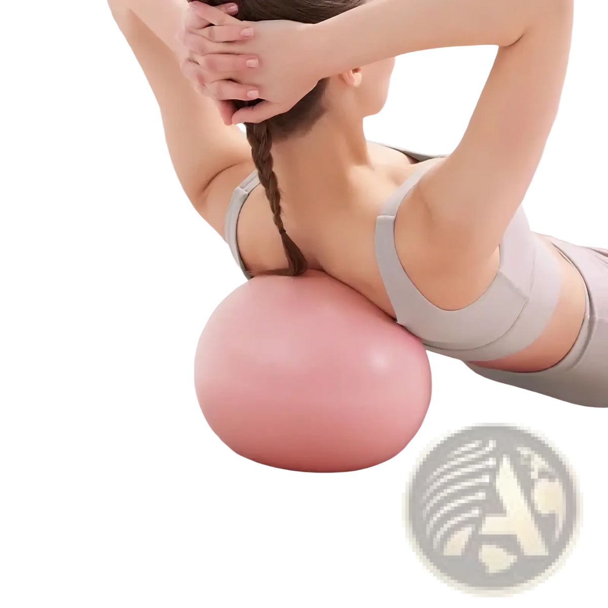 Pink inflatable mini Pilates exercise ball 25cm with reinforced wall design and explosion proof material for fitness use