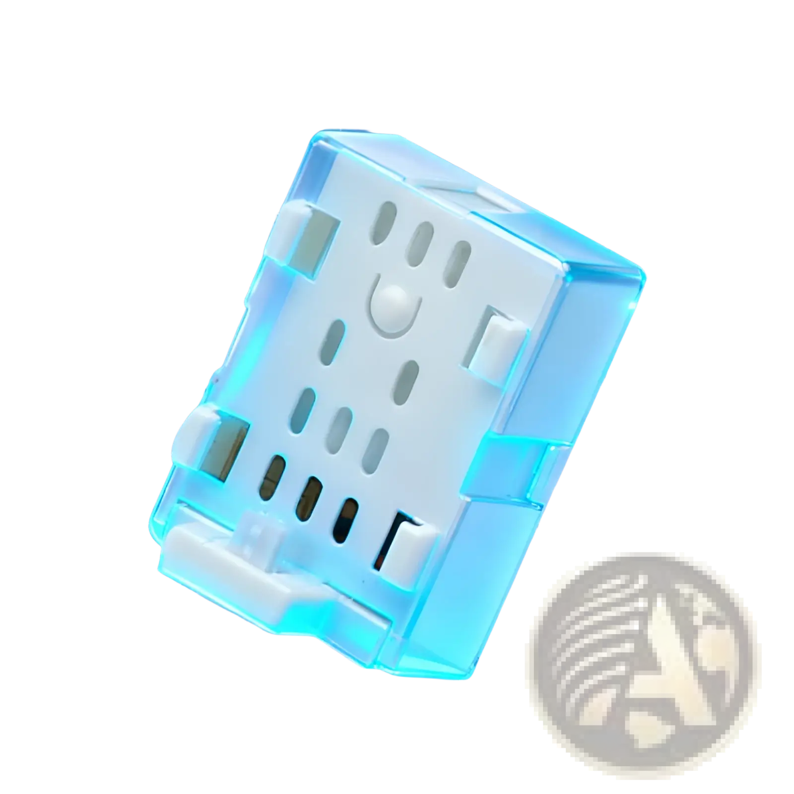 Translucent blue and white modular battery with smiling face design for mini quadcopter toy blue drone single battery