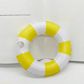 Mini Turtle inflatable swim ring aquarium toy featuring a yellow and white striped inflatable life ring design