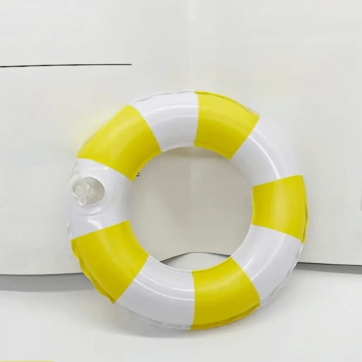 Mini Turtle inflatable swim ring aquarium toy featuring a yellow and white striped inflatable life ring design