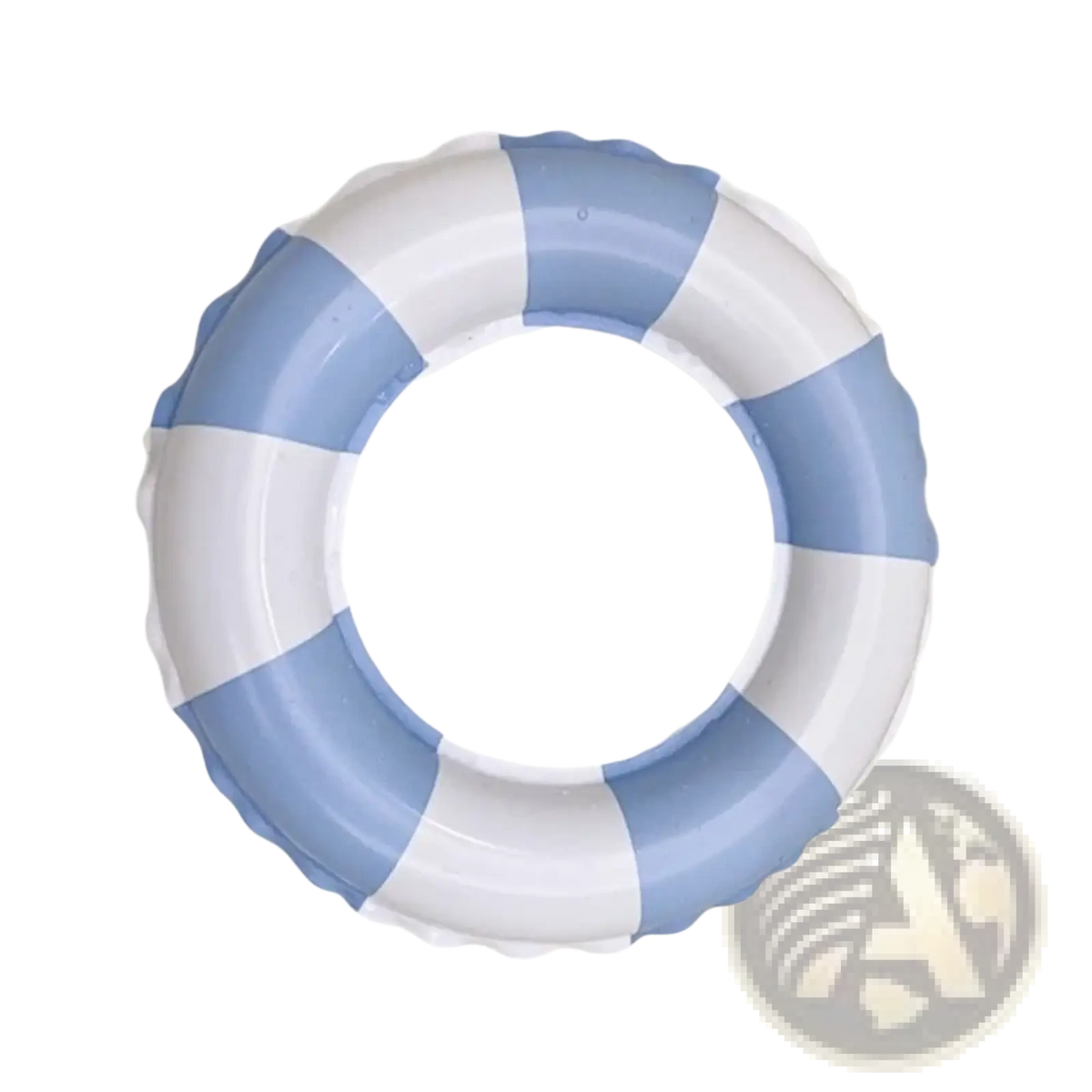Blue and white striped inflatable life ring made of durable material for mini turtle swimming pool float toy use