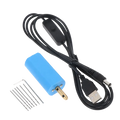Blue cylindrical mini usb electric hand drill with black usb cable and switch for jewelry resin diy projects
