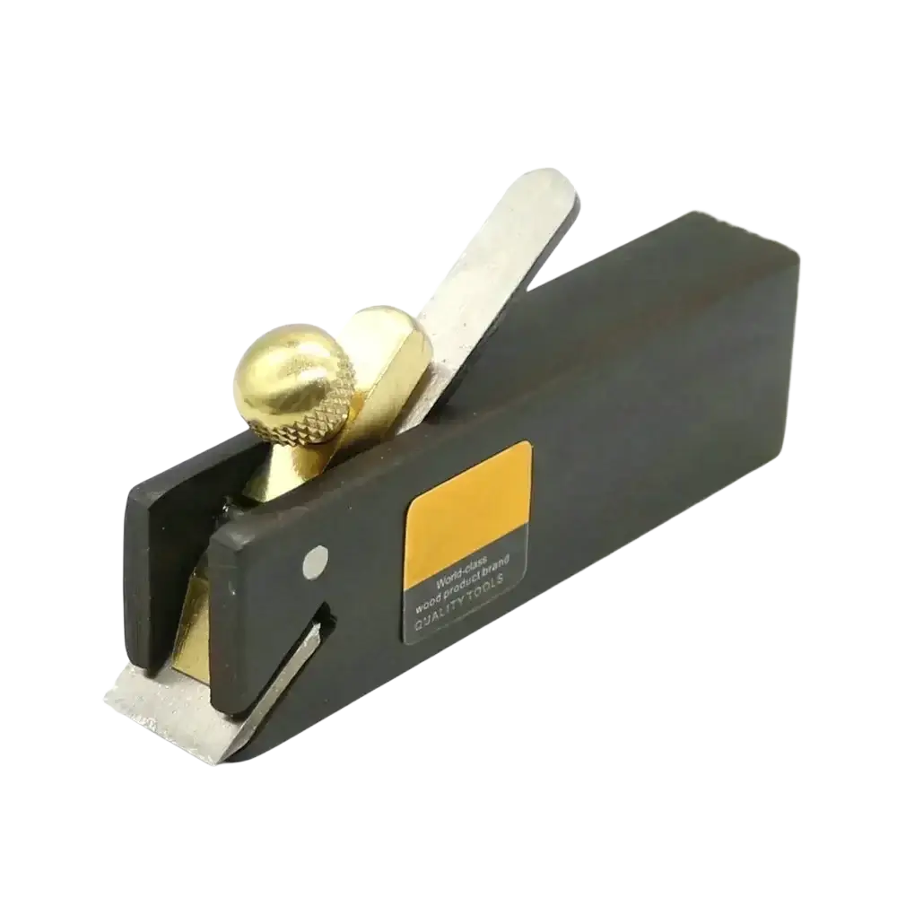 Mini wood hand plane set with black wooden handle brass adjustment knob and adjustable carbon steel blades