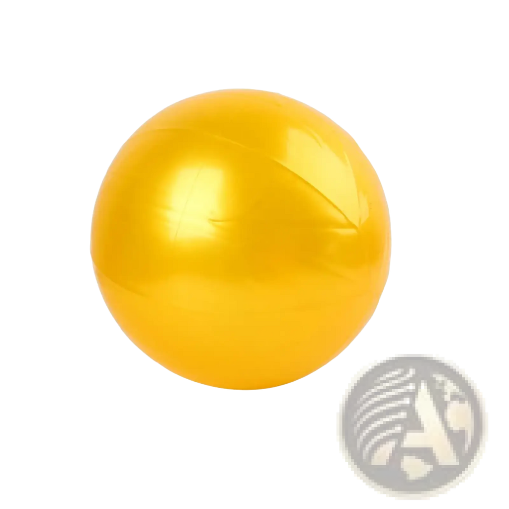 Mini yoga ball 20cm fitness balance exercise featuring a shiny golden-yellow inflatable surface for stability training