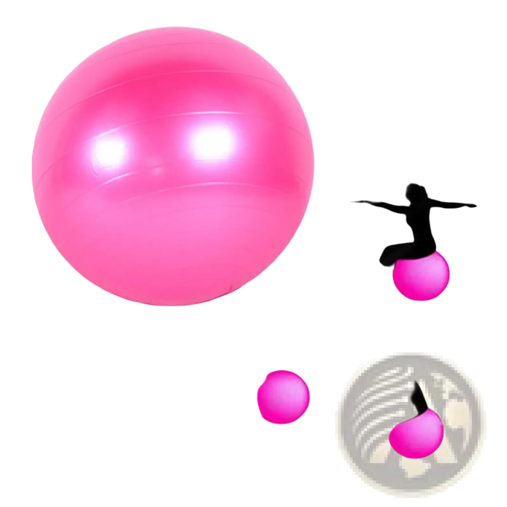A vibrant pink mini yoga ball 20cm with a smooth glossy surface for fitness balance exercise
