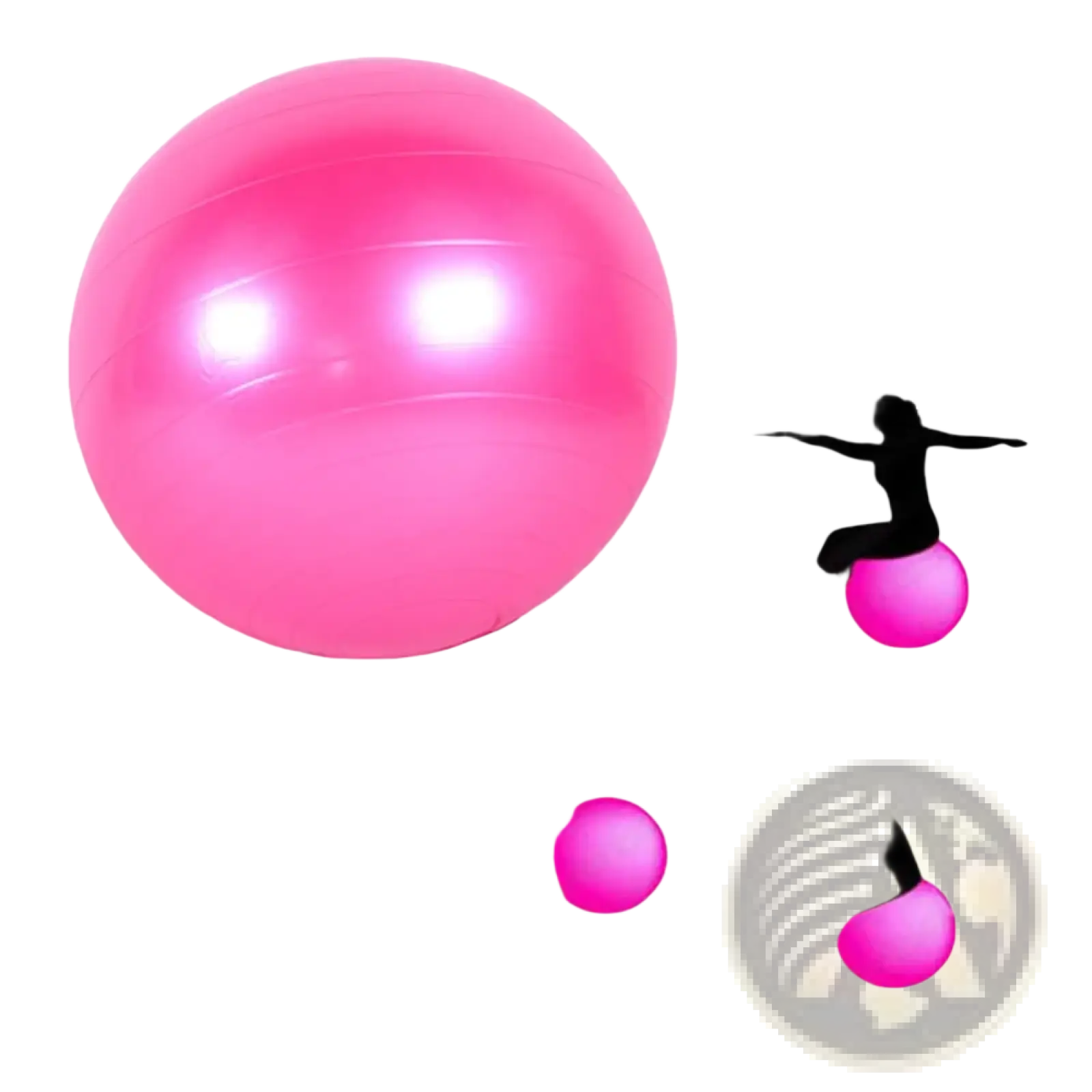 A vibrant pink mini yoga ball 20cm with a smooth glossy surface for fitness balance exercise