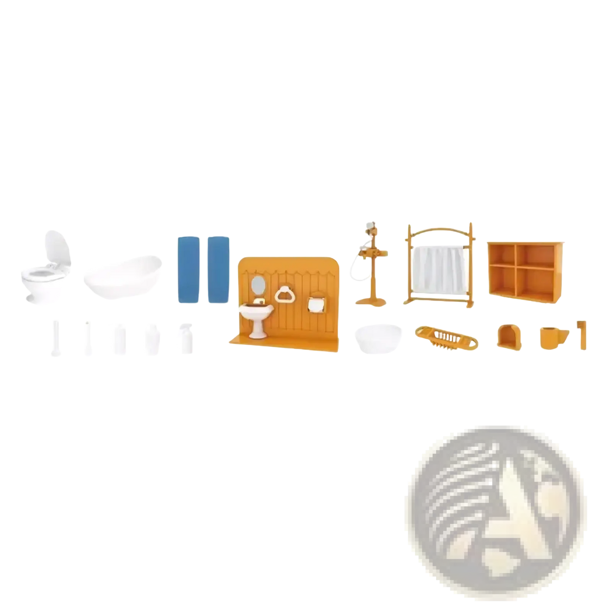 Orange wooden bathroom vanity with white sink and mirror miniature dollhouse furniture set for 1 12 scale