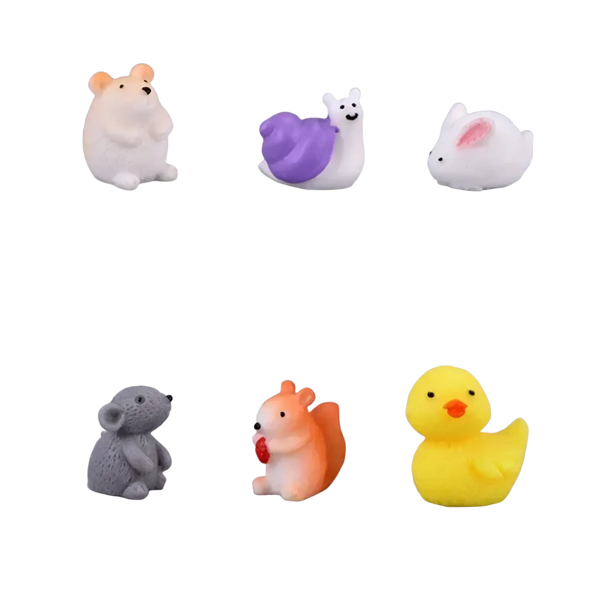 Yellow rubber duck toy made of resin designed as miniature rabbit figurine for fairy garden decor