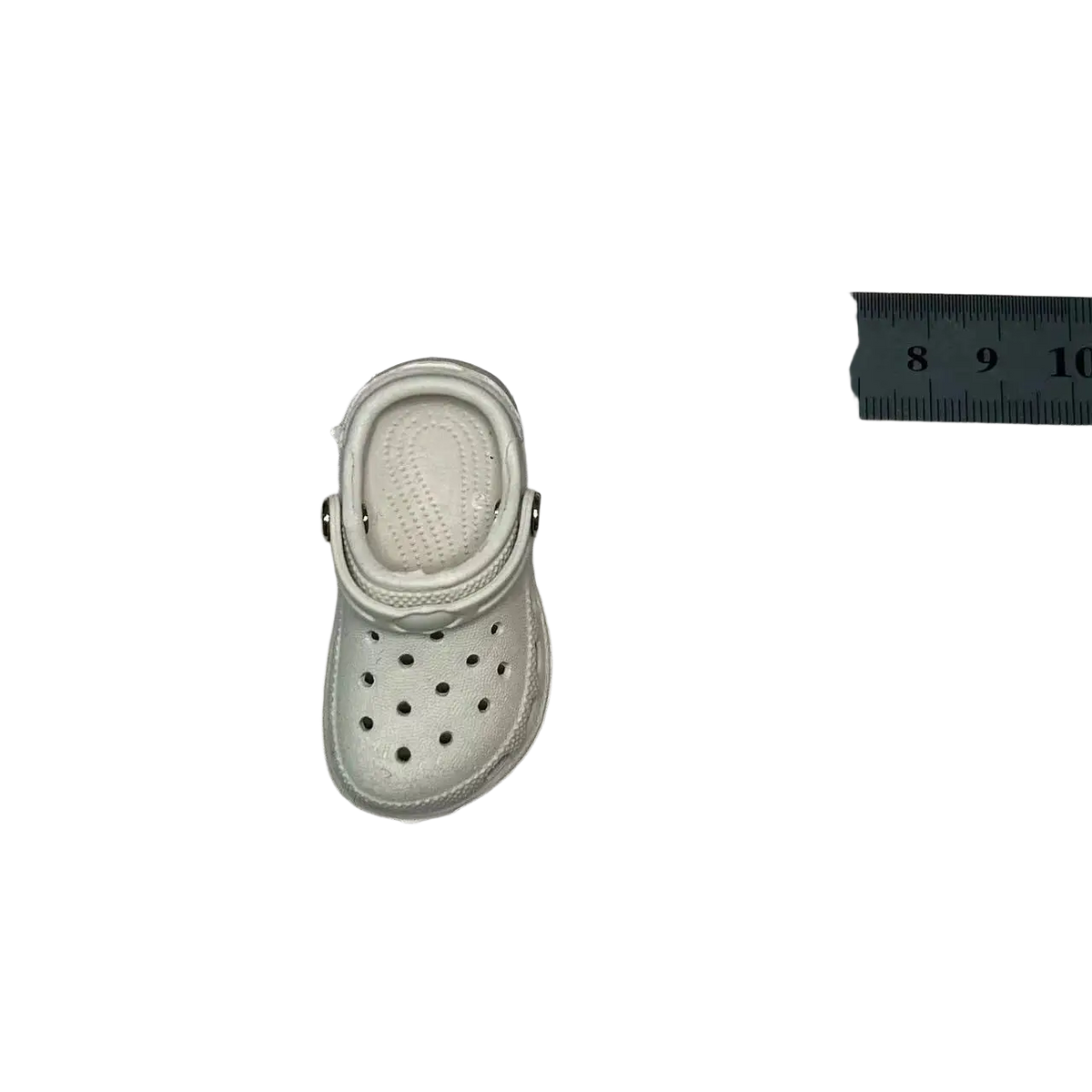 White crocs clog miniature shoe beach bag charm with perforated upper and adjustable strap for totes