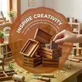 Miniature wooden dollhouse storage crate set featuring natural wood finish and slatted design stacked neatly