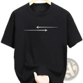 Black short-sleeved cotton blend sport t shirt with minimalist white airplane graphic design on front side