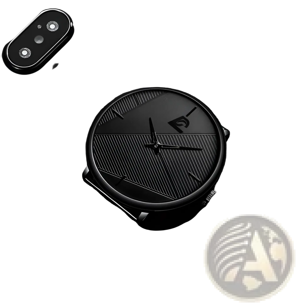Minimalist black mesh men’s quartz watch with a black dial featuring diagonal line patterns and a subtle logo