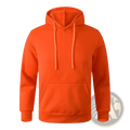 Bright orange minimalist casual fleece hoodie for men and women with matching drawstrings and front pocket