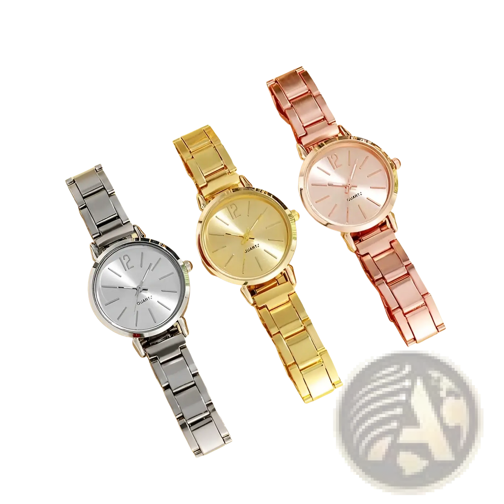 Minimalist gold women quartz wristwatches in silver gold and rose gold with sleek metal link bands