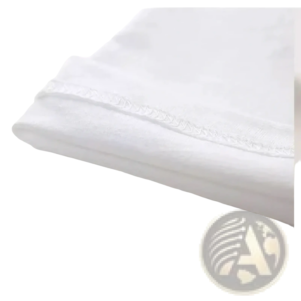 A neatly folded white cotton pillowcase with subtle embroidered border in minimalist graphic cotton t shirt style