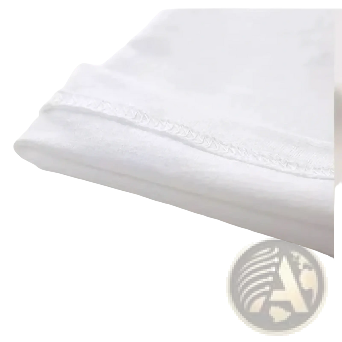 A neatly folded white cotton pillowcase with subtle embroidered border in minimalist graphic cotton t shirt style