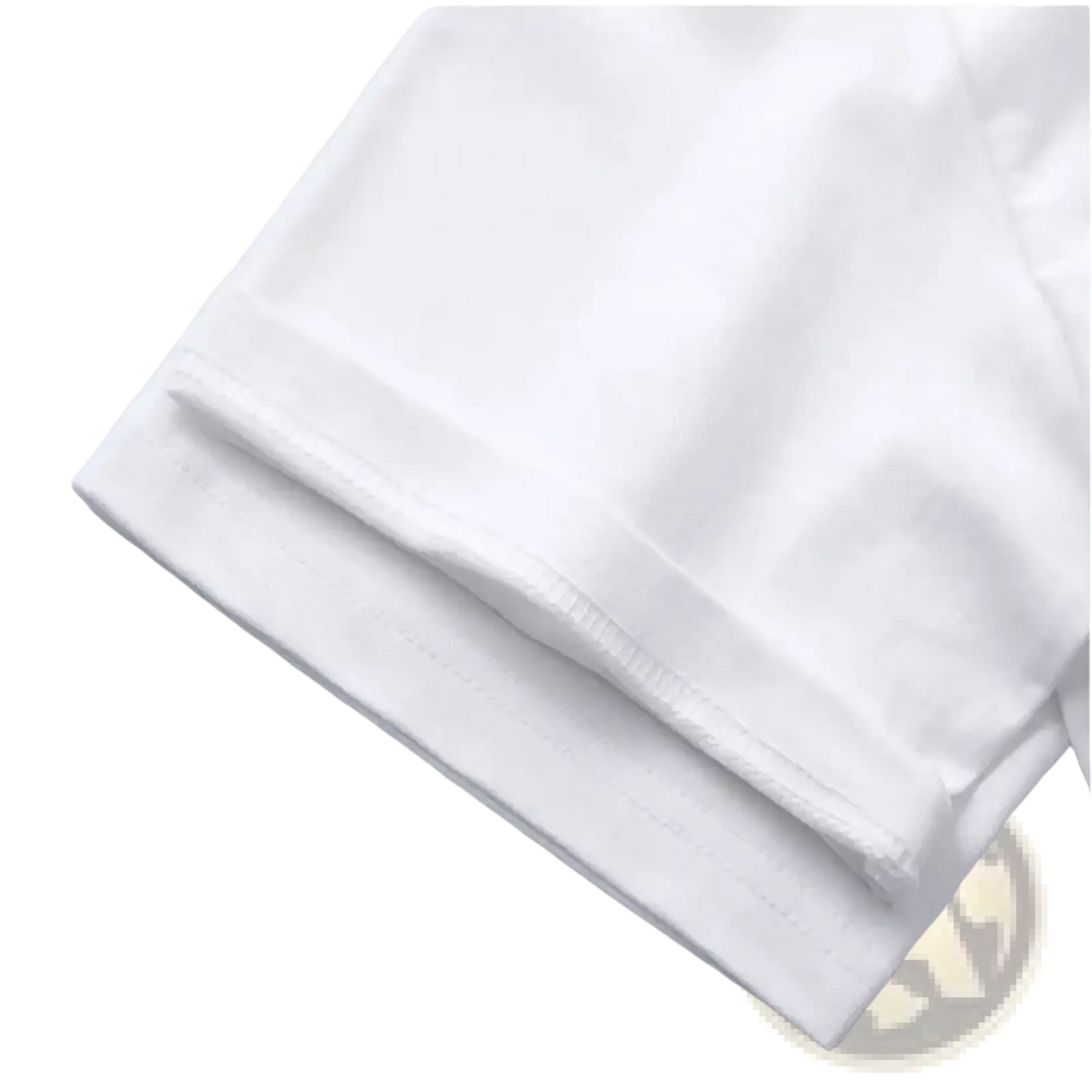 Minimalist graphic cotton t-shirt in white featuring neatly folded sleeves and clean simple stitching