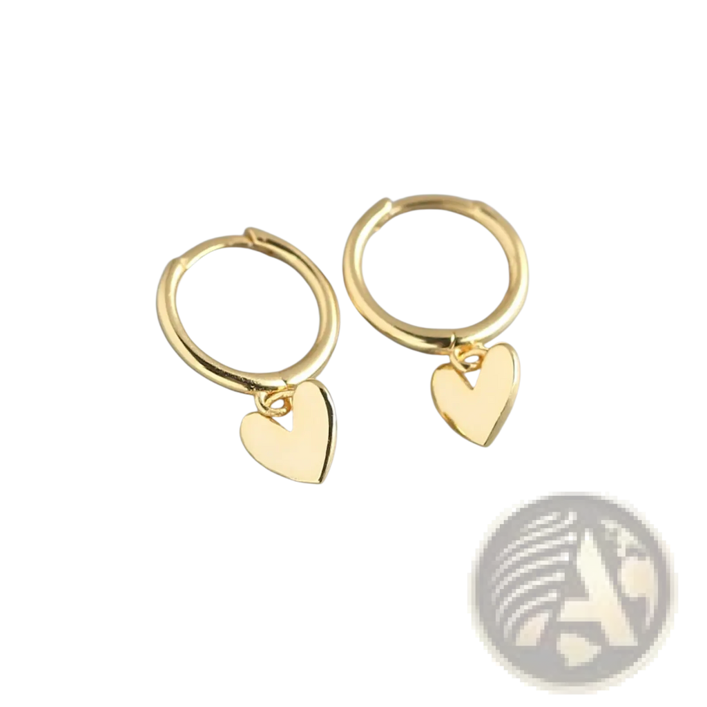 Minimalist gold heart shaped hoop earrings with dangle design crafted from metal for elegant daily wear