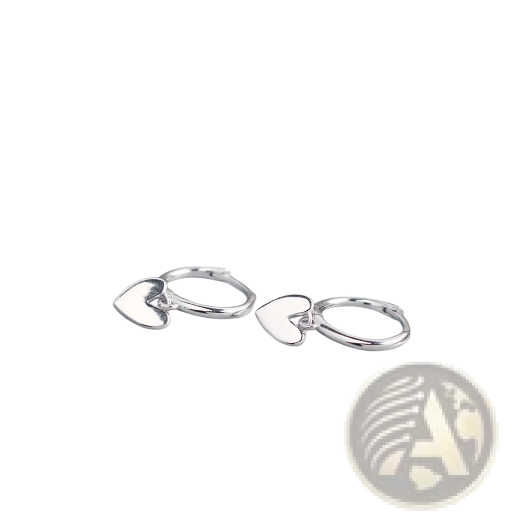Silver minimalist heart shaped hoop earrings with polished finish from the minimalist heart shaped hoop earrings collection