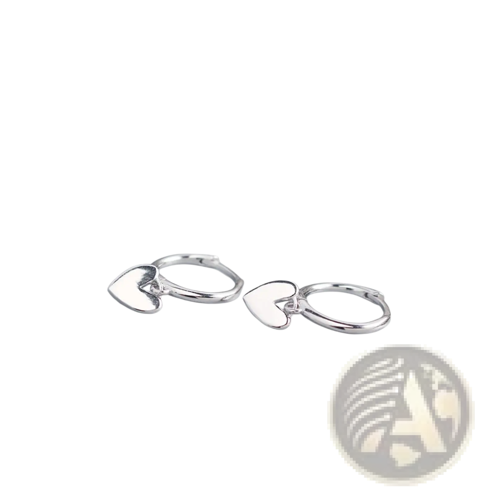 Silver minimalist heart shaped hoop earrings with polished finish from the minimalist heart shaped hoop earrings collection