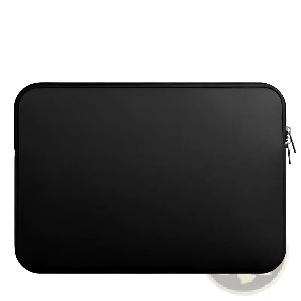 Black minimalist laptop sleeve with zipper closure designed for 13 to 15.6 inch notebooks